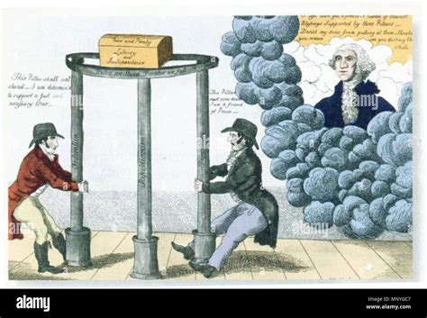 . Federalist poster about 1800. Washington (in heaven)[¿?] tells partisans to keep the pillars ...