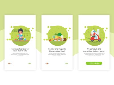 Onbaording Screens for Home Cooked Food Delivery App by Ishita D on Dribbble