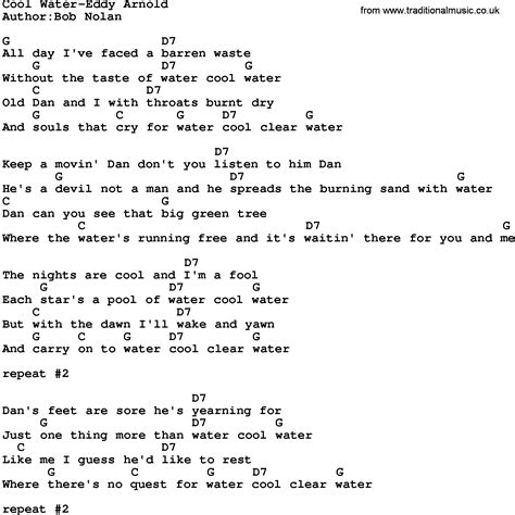 Country Music:Cool Water-Eddy Arnold Lyrics and Chords