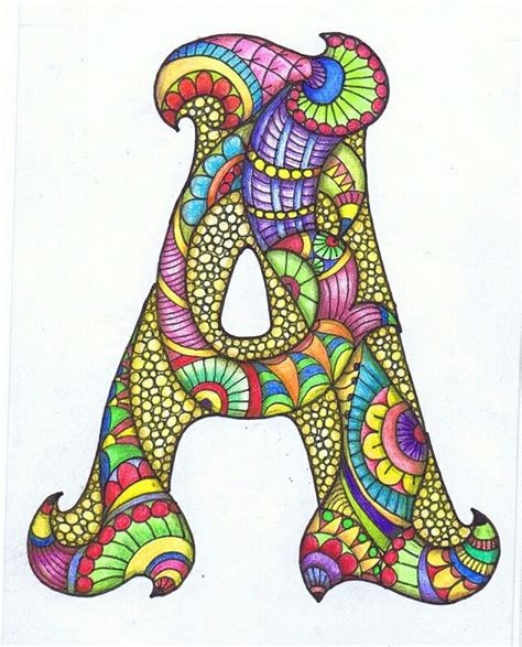 Colorful Zentagle Letters - A | Doodle art, Doodle lettering, Zentangle ...