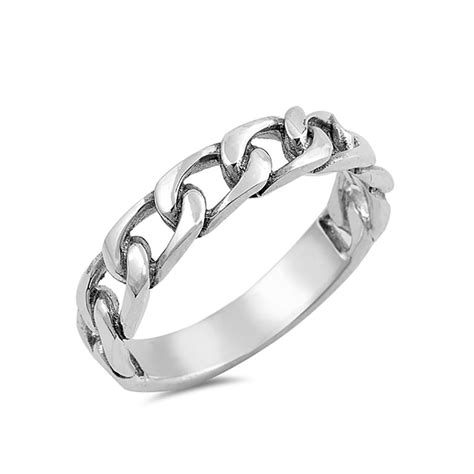 Chain Link Band Ring 925 Sterling Silver Unisex Men Women | eBay