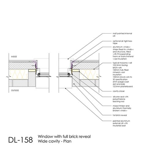 DL158 - Window Plan Detail with Full Brick Reveal Wide Cavity