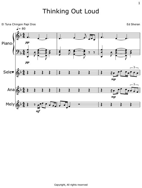 Thinking Out Loud - Sheet music for Piano, Violin, Clarinet