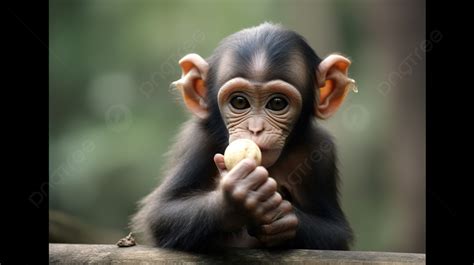 Cute Baby Ape Eating A Banana Background, Funny Pictures Monkey ...