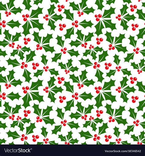 Winter background of holly seamless pattern Vector Image