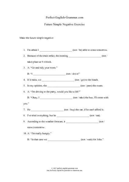 Future Perfect Negative Sentences Worksheet for 7th - 8th Grade | Lesson Planet