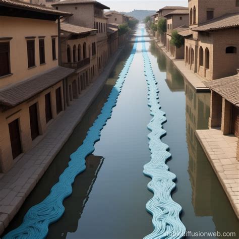 Hanging River Art Installation in Ancient City | Stable Diffusion Online