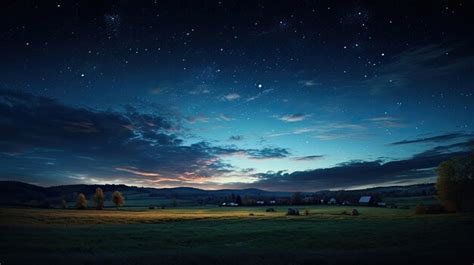 Premium AI Image | a field with a sky full of stars and a field with a ...