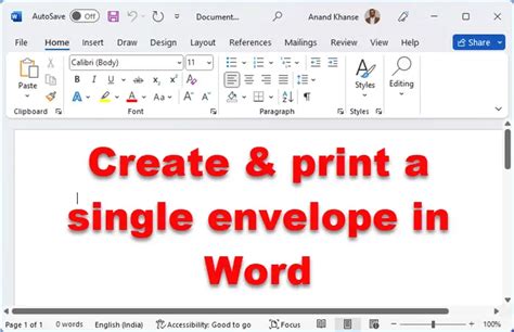 How to create and print a single envelope in Word