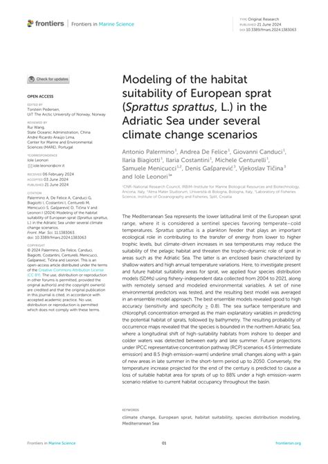 (PDF) Modeling of the habitat suitability of European sprat (Sprattus sprattus, L.) in the ...