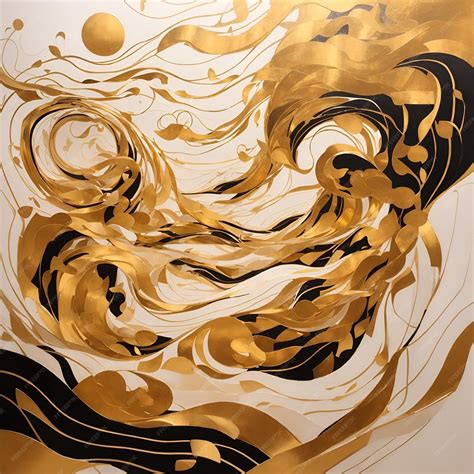 Premium AI Image | Abstract art in gold black and white Abstract art in prosperity colors