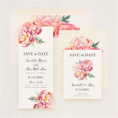 Pink Peonies Wedding Invitations Calligraphy Fonts | Beacon Lane