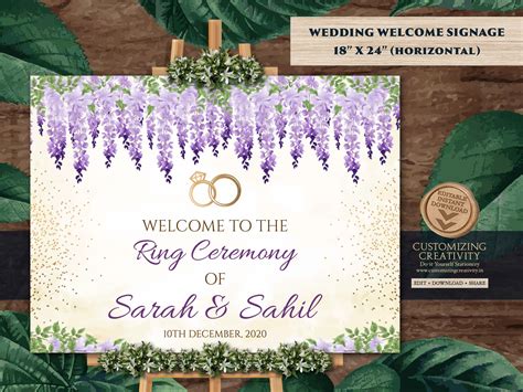 Ring Ceremony Welcome Signs as Welcome to Our Engagement Sign, Indian Ring Ceremony Easel ...