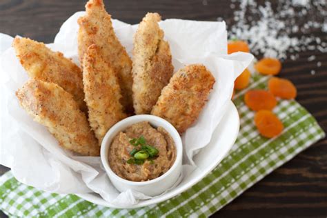 "Breaded" Chicken Strips with Apricot Dijon Dipping Sauce | Healthful ...