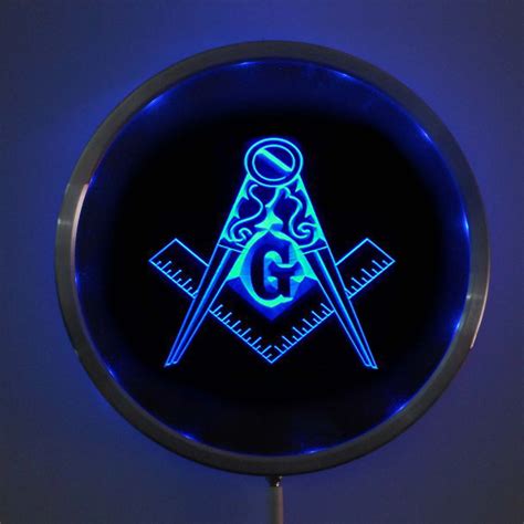 rs 0710 Masonic Mason Freemason Emblem LED Neon Round Signs 25cm/ 10 Inch Bar Sign with RGB ...