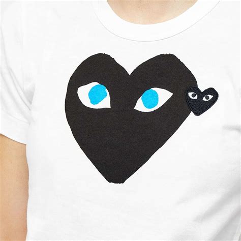 Comme des Garçons Play Women's Double Heart Logo T-Shirt in White/Black ...