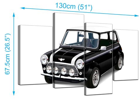 Mini Cooper Car Canvas Wall Art Pictures Black White XL Prints 4095 5060327320958 | eBay