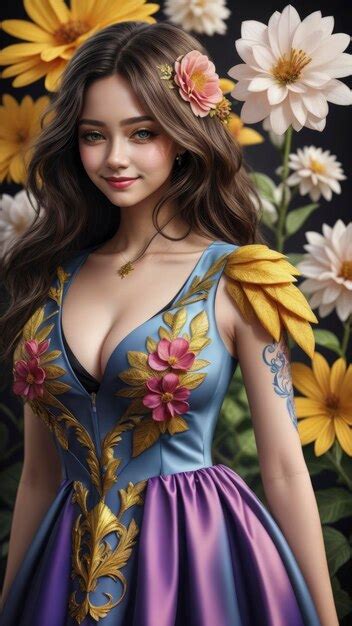 Premium AI Image | Floral Elegance Woman in Colorful Flower Armor ...