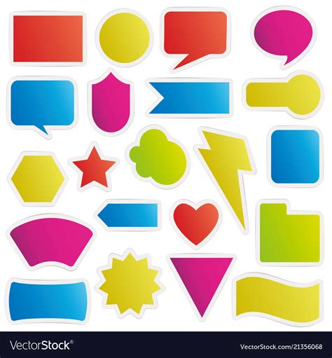 Different colorful shapes sticker style Royalty Free Vector