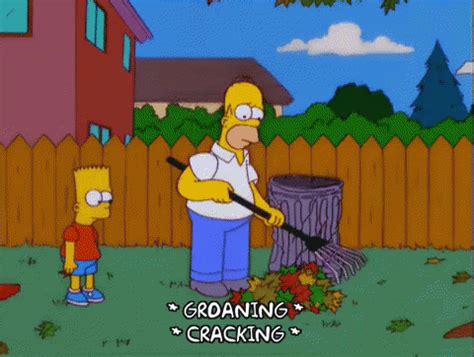 Homer Doesn'T Like Raking Leaves GIF – Groaning Cracking Homer Simpsons ...