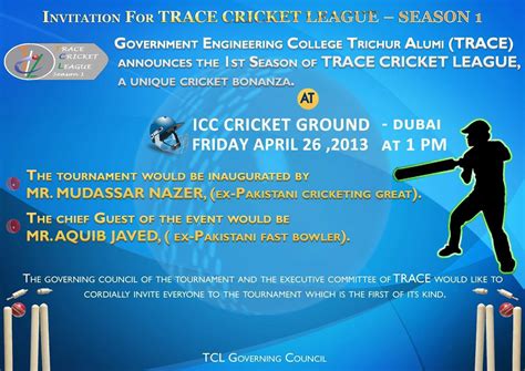 Invitation Card Format For Cricket Tournament - Cards Design Templates