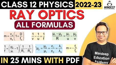 Ray Optics Class 12 Physics All Formulas | NCERT Chapter 9 | CBSE Board Exam 2023 - YouTube