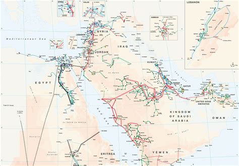 Map of Middle Eastern Electricity Grid - Middle East - National Energy ...