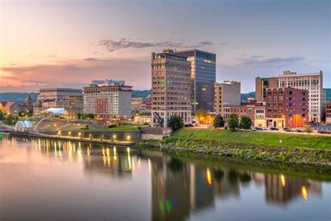 Charleston, West Virginia, USA Skyline on the Kanawha River Stock Image - Image of bridge, dawn ...