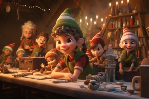 Premium Photo | Elf elves make toys for children Workshop of Santa Claus