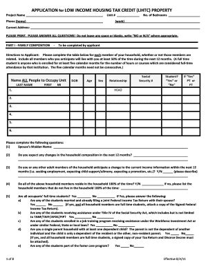 Fillable Online APPLICATION for LOW INCOME HOUSING TAX CREDIT (LIHTC ...