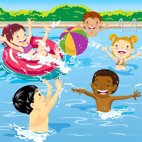 Multi-ethnic group of children playing in swimming pool. | Swimming ...