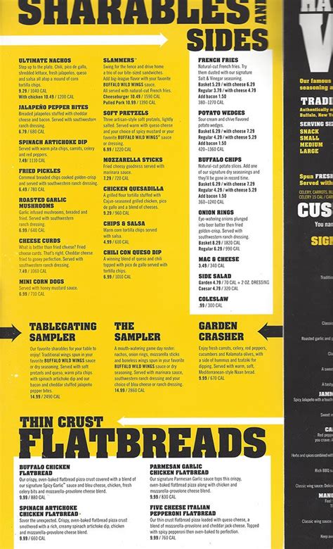 Buffalo Wild Wings Menu Prices