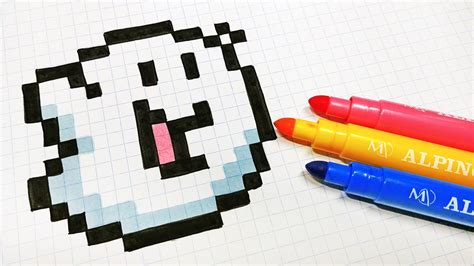 Handmade Pixel Art - How To Draw Kawaii Ghost #pixelart Halloween