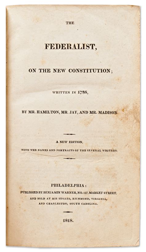 Lot Detail - ''The Federalist Papers'' Third Edition from 1818 by ...