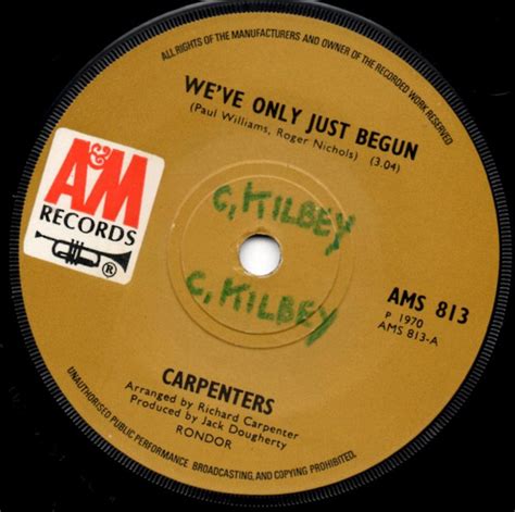 Carpenters - We've Only Just Begun (1970, Solid Centre, Vinyl) | Discogs