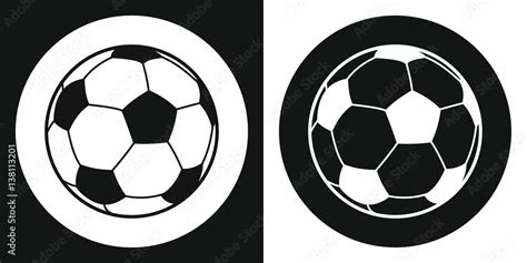 Soccer ball icon. Silhouette soccer ball on a black and white background. Sports Equipment ...