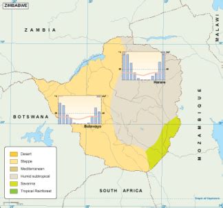 Zimbabwe climate map. EPS Illustrator Map | Vector World Maps