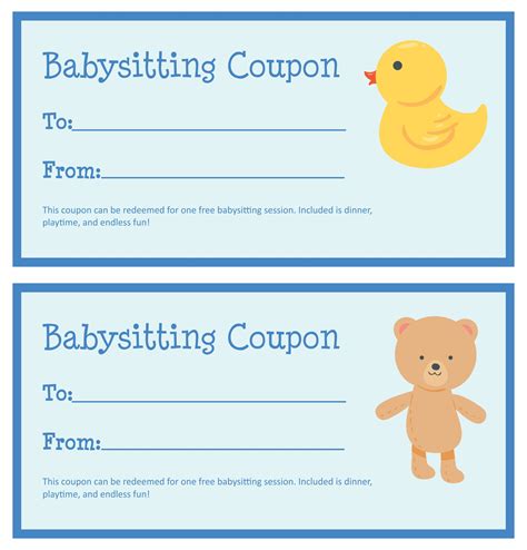 Babysitting Voucher Template Word