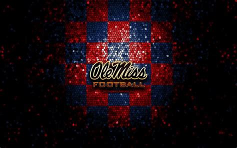 Download wallpapers Ole Miss Rebels, glitter logo, NCAA, red blue checkered background, USA ...