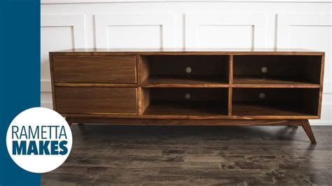 Mid-Century Modern TV Cabinet // DIY Woodworking | Mid century rustic ...