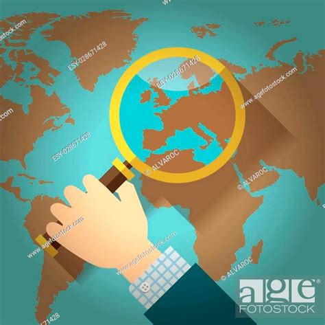 World map countries with Europe magnifying glass, Stock Vector, Vector And Low Budget Royalty ...