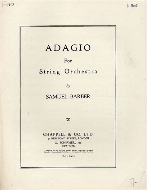 Adagio - For String Orchestra only £11.00