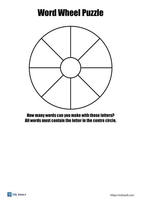 17 free word wheel puzzle printables - ESL Vault