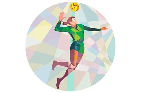 Volleyball Player Spiking Ball Jumpi - Illustrations - 1 | Volleyball ...