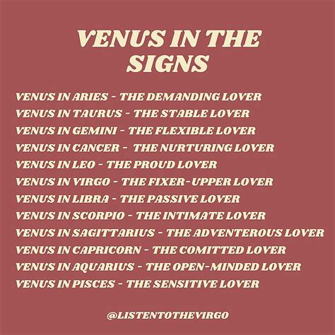 Venus in the signs | Zodiac signs horoscope, Astrology signs, Birth chart astrology