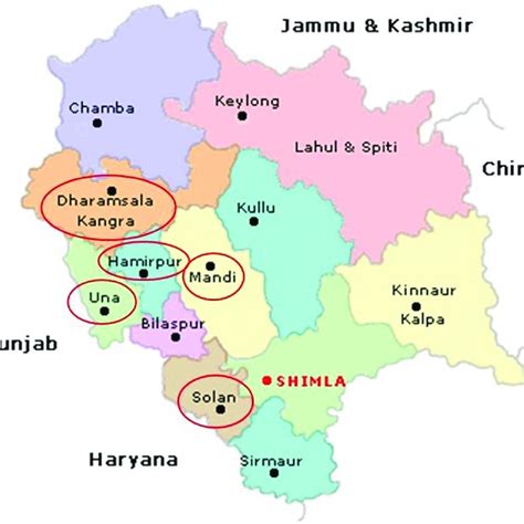 Location map of Dharamshala in Kangra District and Himachal Pradesh ...