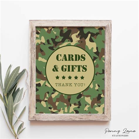 EDITABLE PDF Army Cards and Gifts Sign Table Sign Camo | Etsy