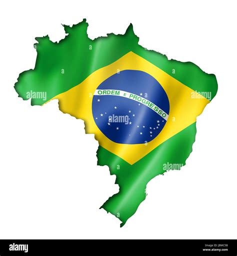 Brazil flag map, three dimensional render, isolated on white Stock ...