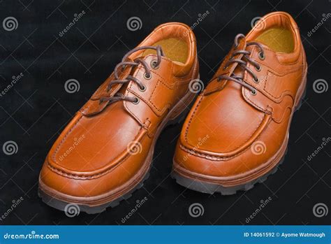 Sturdy Brown Laced Walking Shoes. Stock Photo - Image of shoes, sewn: 14061592