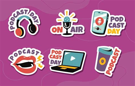 Podcast Day Stickers 3134222 Vector Art at Vecteezy